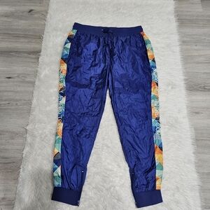 URBAN  Blue Geometric Track Pants